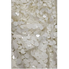 Paetê Bordado Medalhas Branco Leitoso - Comprimento 0,60 cm x Largura 1,35 m