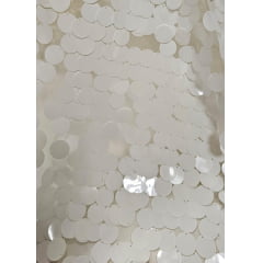 Paetê Bordado Medalhas Branco Leitoso - Comprimento 0,60 cm x Largura 1,35 m