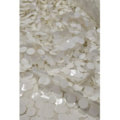 Paetê Bordado Medalhas Branco Leitoso - Comprimento 0,60 cm x Largura 1,35 m