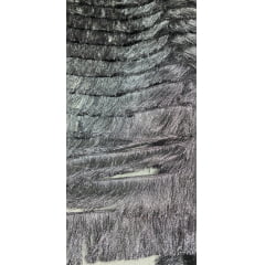 Tule com Franjas Metálicas Preto com Prata - Comprimento 1 m x Largura 1,70 m