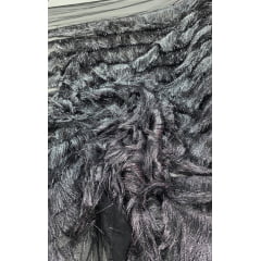 Tule com Franjas Metálicas Preto com Prata - Comprimento 1 m x Largura 1,70 m