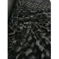 Pelúcia Premium Trabalhada Preto - Comprimento 1,60 m x Largura 1,60 m