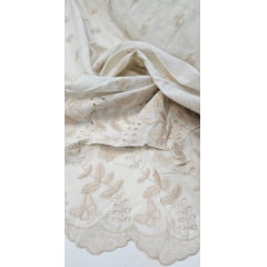 Layse Bordada Premium 3D Bicolor Areia com Kaki - Comprimento 1,60 m x Largura 1,30 m