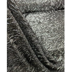 Tule Bordado com Paetês e Canutilhos Saab Cinza Chumbo - Comprimento 1 m x Largura 1,30 m