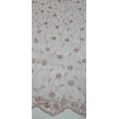 Tule Bordado com Pérolas e Glitter Turim Rosê Modelo 07 COM RASGOS NA BORDA- Comprimento 1,80 m x Largura 1,30 m