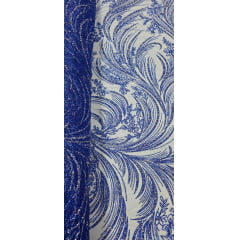 Tule com Glitter Diamond Azul Royal STLX - Comprimento 1,30 m x Largura 1,45 m