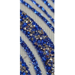 Tule com Glitter Diamond Azul Royal STLX - Comprimento 1,30 m x Largura 1,45 m