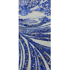 Tule com Glitter Diamond Azul Royal STLX - Comprimento 1,30 m x Largura 1,45 m