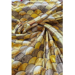 Cetim Estampado Digital Sereia Dourado - Comprimento 2 m x Largura 1,47 m