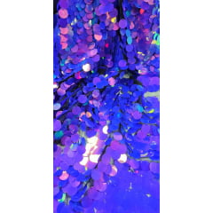 Paetê Bordado Metalic Holográfico Azul com Roxo Modelo 02 - Comprimento 0,35 cm x Largura 1,40 m 