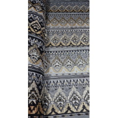 Tule com Paetê Bordado Étnico Dourado e Prata - Comprimento 3 m x Largura 1,35 m 