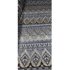 Tule com Paetê Bordado Étnico Dourado e Prata - Comprimento 3 m x Largura 1,35 m 