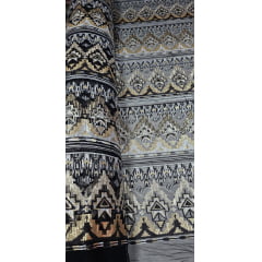 Tule com Paetê Bordado Étnico Dourado e Prata - Comprimento 3 m x Largura 1,35 m 