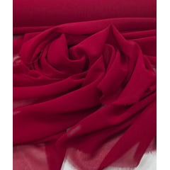 Mousseline Lisa Toque de Seda Vermelho Cereja - Comprimento 1 m x Largura 1,47 m 