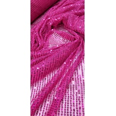 Paetê Bordado Glamour com Elastano Pink - Comprimento 3,50 m x Largura 1,40 m