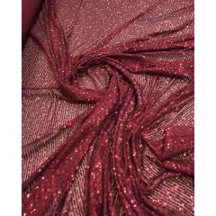 Paetê Bordado Glamour com Elastano Marsala - Comprimento 2,50 m x Largura 1,40 m