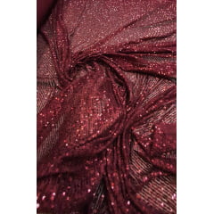 Paetê Bordado Glamour com Elastano Marsala - Comprimento 2,50 m x Largura 1,40 m