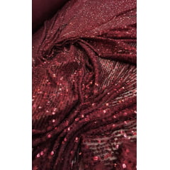 Paetê Bordado Glamour com Elastano Marsala - Comprimento 2,50 m x Largura 1,40 m