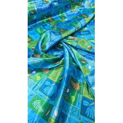 Cetim Estampado Digital Oxóssi - Comprimento 1 ,45 m x Largura  1,47 m  