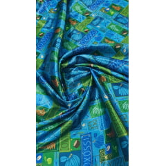 Cetim Estampado Digital Oxóssi - Comprimento 1 ,45 m x Largura  1,47 m  