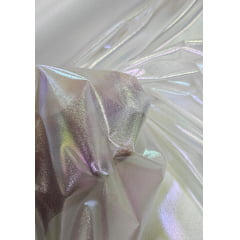 Lurex Creponado Holográfico Branco - Comprimento 0,60 cm x Largura 1,50 m