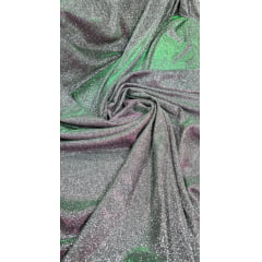 Malha Lurex Holográfica Preto, Pink e Verde Modelo 22064 - Comprimento 1,40 m x Largura 1,40 m
