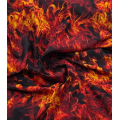 Crepe Georgete com Foil Digital Fogo - Comprimento 1,90 m x Largura 1,47 m