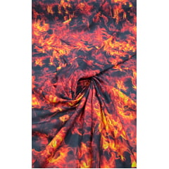 Crepe Georgete com Foil Digital Fogo - Comprimento 1,90 m x Largura 1,47 m