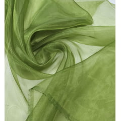 Organza Cristal Lisa Verde Oliva - Comprimento 1,20 m x Largura 1,47 m