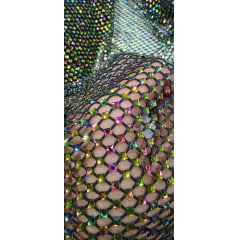 Tela Arrastão Preto com Pedrarias Boreal Glow - Comprimento 0,45 cm x Largura 1,50 m