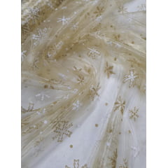 Organza Dourada Frozen com Glitter - Comprimento 0,80 cm x Largura 1,50 m 