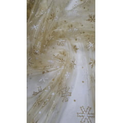 Organza Dourada Frozen com Glitter - Comprimento 0,80 cm x Largura 1,50 m 