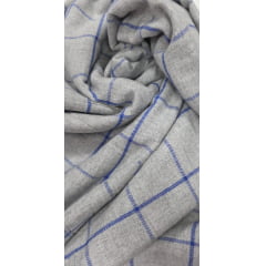 Flanela Jeppy Renaux cinza com azul - Comprimento 3.50 m x Largura 1,45 m 