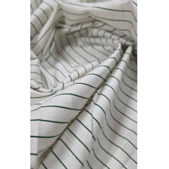 Sarja Listrada Italy com Elastano Off White com Verde COM FALHA - Comprimento 1,60 m x Largura 1,40 m