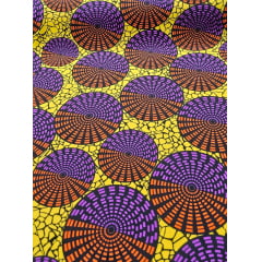 Crepe Verona Com Elastano Estampado Africano Desenho 06 Fundo Amarelo - Comprimento 4 m x Largura 1,50 m