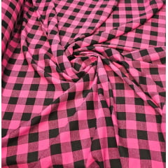 Flanela Xadrez Rosa com Preto  - Comprimento 0,90 cm x Largura 1,47 m