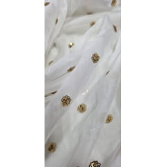 Chiffon bordado indiano com fio metálico - Comprimento 1,80 m x Largura 1,40 m 