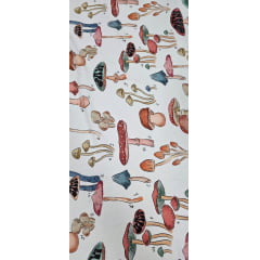 Viscose Premium Baw Cogumelos Fundo Creme - Comprimento 1,50 m x Largura 1,40 m