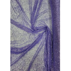 Tule com Glitter Lavanda Pesado  - Comprimento 0,60 cm x Largura 1,40 m