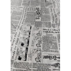 Cetim Estampado Jornal COM FALHA - Comprimento 1,80 m x Largura 1,47 m 