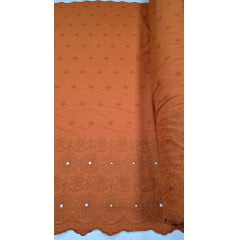 Layse em Linho Trovata Barrado Laranja Cenoura ST100  - Comprimento 2 m x Largura 1,30 m 