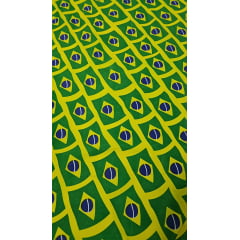 Chitão Estampado Mini Bandeiras do Brasil - Comprimento 3 m x Largura 1,40 m