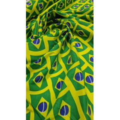 Chitão Estampado Mini Bandeiras do Brasil - Comprimento 3 m x Largura 1,40 m
