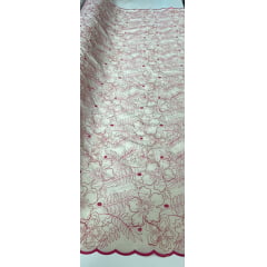 Cambraia Bordada Floral Pink - Comprimento 2 m x Largura 1,30 m