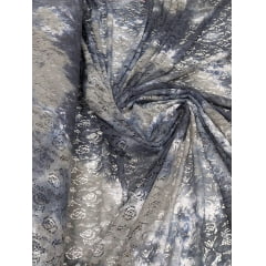 Renda Italiana Tie Dye Cinza Claro e Chumbo CORTE TORTO - Comprimento 1 m x Largura 1,40 m
