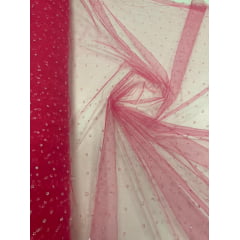 Tule Pingo D'Água Rosa Pink - Largura 1,20 m x Comprimento 2 m 