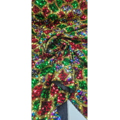 Veludo Bordado com Paetê Mirage COM FALHA - Comprimento 1 m x Largura 1,35 m