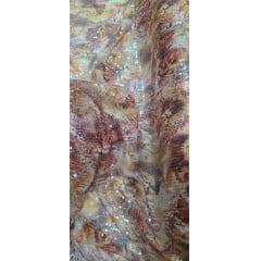 Paetê Bordado Animale Estampado Laranja - Comprimento 2 m x Largura 1,40 m