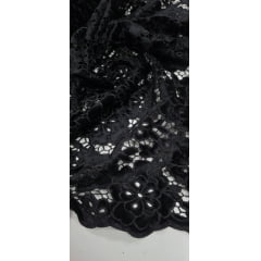 Renda Guipir Aveludada Preto Modelo 03 - Comprimento 1 m x Largura 1,40