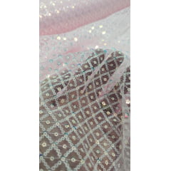 Paetê Bordado Sofia Rosa Bebê - Comprimento 1,40 m x Largura 1,60 m